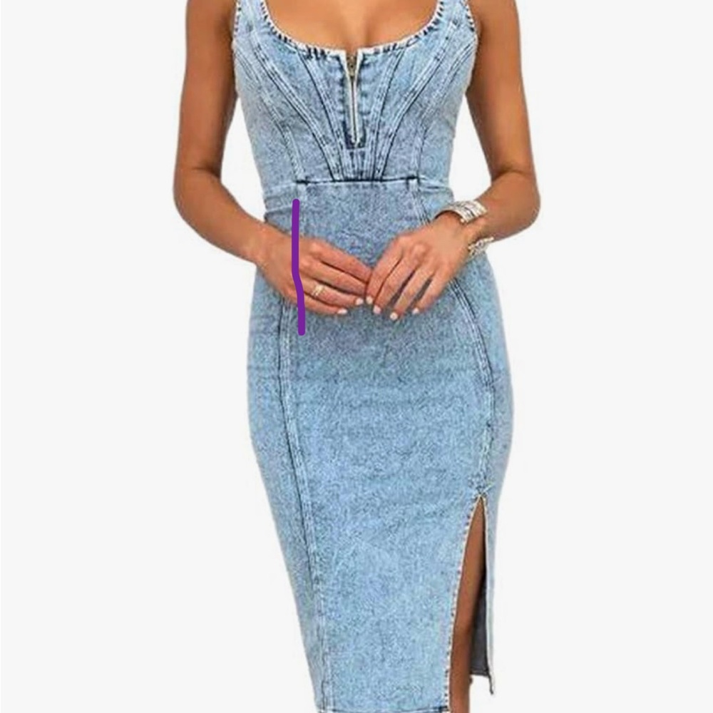 Blue Denim Midi Dress